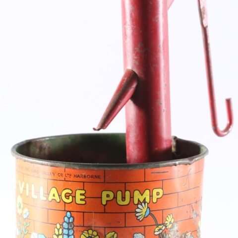 Chad Valley vintage tinplate waterpump "Ye Olde Village Pump"